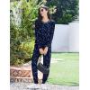 Ekouaer Valentine’s Pajamas Women’s Long Sleeve Pj Set Soft 2 Piece Loungewear Sleepwear with Jogger Pants XS-3XL(Navy Stars)