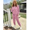 Ekouaer Valentine’s Pajamas Women’s Long Sleeve Pj Set Soft 2 Piece Loungewear Sleepwear with Jogger Pants XS-3XL(Pink Hearts)