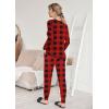 Ekouaer Valentine’s Pajamas Women’s Long Sleeve Pj Set Soft 2 Piece Loungewear Sleepwear with Jogger Pants XS-3XL(Red and Black Plaid)