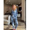 Ekouaer Valentine’s Pajamas Women’s Long Sleeve Pj Set Soft 2 Piece Loungewear Sleepwear with Jogger Pants XS-3XL(Tie Dye Blue)