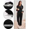 Ekouaer Velour Track Suits for Women Long Sleeve Pajama Set Casual 2 Piece Loungewear(Black)