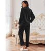 Ekouaer Velour Track Suits for Women Long Sleeve Pajama Set Casual 2 Piece Loungewear(Black)