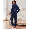 Ekouaer Velour Track Suits for Women Long Sleeve Pajama Set Casual 2 Piece Loungewear(Dark Blue)