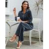 Ekouaer Velour Track Suits for Women Long Sleeve Pajama Set Casual 2 Piece Loungewear(Dark Grey)
