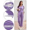 Ekouaer Velour Track Suits for Women Long Sleeve Pajama Set Casual 2 Piece Loungewear(Deep Lilac)
