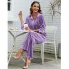 Ekouaer Velour Track Suits for Women Long Sleeve Pajama Set Casual 2 Piece Loungewear(Deep Lilac)