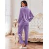 Ekouaer Velour Track Suits for Women Long Sleeve Pajama Set Casual 2 Piece Loungewear(Deep Lilac)