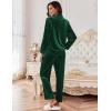 Ekouaer Velour Track Suits for Women Long Sleeve Pajama Set Casual 2 Piece Loungewear(Green)