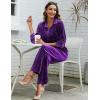 Ekouaer Velour Track Suits for Women Long Sleeve Pajama Set Casual 2 Piece Loungewear(Purple)