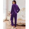 Ekouaer Velour Track Suits for Women Long Sleeve Pajama Set Casual 2 Piece Loungewear(Purple)