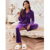 Ekouaer Velour Track Suits for Women Long Sleeve Pajama Set Casual 2 Piece Loungewear(Purple)