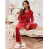 Ekouaer Velour Track Suits for Women Long Sleeve Pajama Set Casual 2 Piece Loungewear(Red)