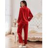 Ekouaer Velour Track Suits for Women Long Sleeve Pajama Set Casual 2 Piece Loungewear(Red)