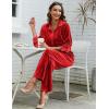 Ekouaer Velour Track Suits for Women Long Sleeve Pajama Set Casual 2 Piece Loungewear(Red)