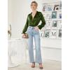 Ekouaer Women Satin Pajamas Set Classic Button Down Long Pjs Set(Army Green)