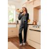 Ekouaer Women Satin Pajamas Set Classic Button Down Long Pjs Set(Black)
