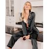 Ekouaer Women Satin Pajamas Set Classic Button Down Long Pjs Set(Black)