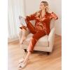 Ekouaer Women Satin Pajamas Set Classic Button Down Long Pjs Set(Caramel)