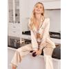 Ekouaer Women Satin Pajamas Set Classic Button Down Long Pjs Set(Champagne)