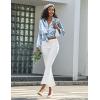 Ekouaer Women Satin Pajamas Set Classic Button Down Long Pjs Set(Clear Blue)
