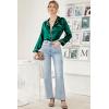 Ekouaer Women Satin Pajamas Set Classic Button Down Long Pjs Set(Deep Green)