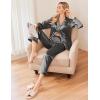 Ekouaer Women Satin Pajamas Set Classic Button Down Long Pjs Set(Deep Grey)