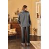 Ekouaer Women Satin Pajamas Set Classic Button Down Long Pjs Set(Deep Grey)