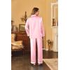 Ekouaer Women Satin Pajamas Set Classic Button Down Long Pjs Set(Deep Pink)