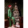Ekouaer Women Satin Pajamas Set Classic Button Down Long Pjs Set(Green Chirstmas Pattern)