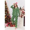 Ekouaer Women Satin Pajamas Set Classic Button Down Long Pjs Set(Green Chirstmas Teddy)