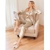 Ekouaer Women Satin Pajamas Set Classic Button Down Long Pjs Set(Khaki)