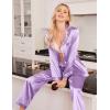 Ekouaer Women Satin Pajamas Set Classic Button Down Long Pjs Set(Lavender)