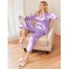 Ekouaer Women Satin Pajamas Set Classic Button Down Long Pjs Set(Lavender)