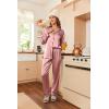 Ekouaer Women Satin Pajamas Set Classic Button Down Long Pjs Set(Lotus Color)