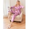 Ekouaer Women Satin Pajamas Set Classic Button Down Long Pjs Set(Lotus Color)