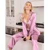 Ekouaer Women Satin Pajamas Set Classic Button Down Long Pjs Set(Lotus Color)
