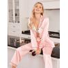Ekouaer Women Satin Pajamas Set Classic Button Down Long Pjs Set(Pastel Pink)