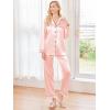 Ekouaer Women Satin Pajamas Set Classic Button Down Long Pjs Set(Pastel Pink)