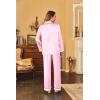 Ekouaer Women Satin Pajamas Set Classic Button Down Long Pjs Set(Pink Stripes)