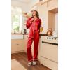 Ekouaer Women Satin Pajamas Set Classic Button Down Long Pjs Set(Red)