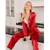 Ekouaer Women Satin Pajamas Set Classic Button Down Long Pjs Set(Red)