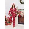 Ekouaer Women Satin Pajamas Set Classic Button Down Long Pjs Set(Red Chirstmas Teddy)