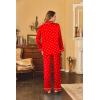 Ekouaer Women Satin Pajamas Set Classic Button Down Long Pjs Set(Red Heart)