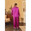 Ekouaer Women Satin Pajamas Set Classic Button Down Long Pjs Set(Rose)