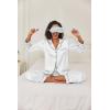 Ekouaer Women Satin Pajamas Set Classic Button Down Long Pjs Set(White)