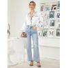 Ekouaer Women Satin Pajamas Set Classic Button Down Long Pjs Set(White)