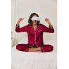 Ekouaer Women Satin Pajamas Set Classic Button Down Long Pjs Set(Wine Red)