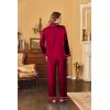 Ekouaer Women Satin Pajamas Set Classic Button Down Long Pjs Set(Wine Red)