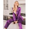 Ekouaer Women Satin Pajamas Set Classic Button Down Long Pjs Set(Wineberry)