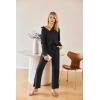 Ekouaer Womens 2 Piece Matching Lounge Sets Fall Outfits 2025 Sweatsuit Waffle Knit Pajamas Sets Long Sleeve Sweater Clothes(Black)